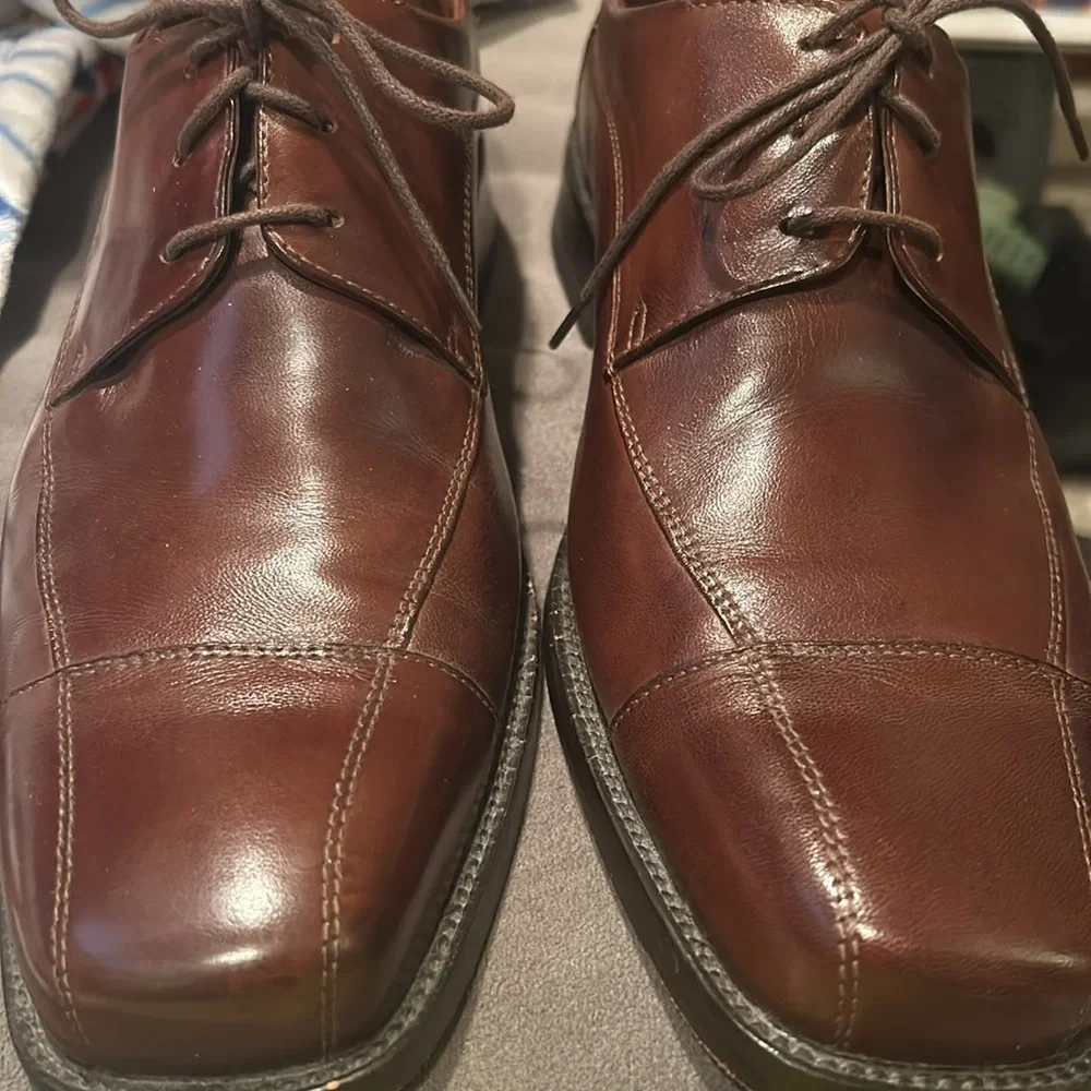 Johnston & Murphy 20-7510 Leather Square Cap Toe Lace Up Oxford Brown Men’s 10.5